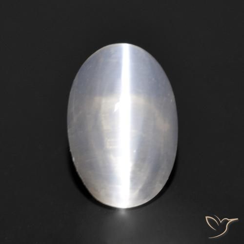 1.14ct 天然 非常に薄い灰色 シリマナイトキャッツアイ, 楕円形, 透明