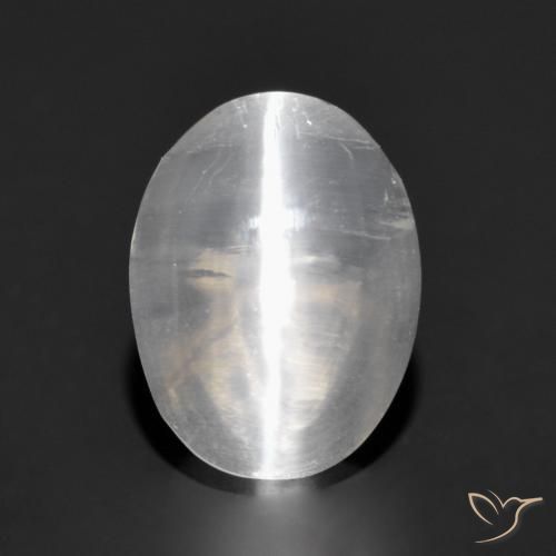 1.32ct 天然 非常に薄い灰色 シリマナイトキャッツアイ, 楕円形, 透明
