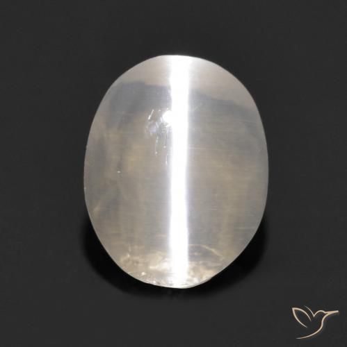 1.11ct 天然 非常に薄い灰色 シリマナイトキャッツアイ, 楕円形, 透明