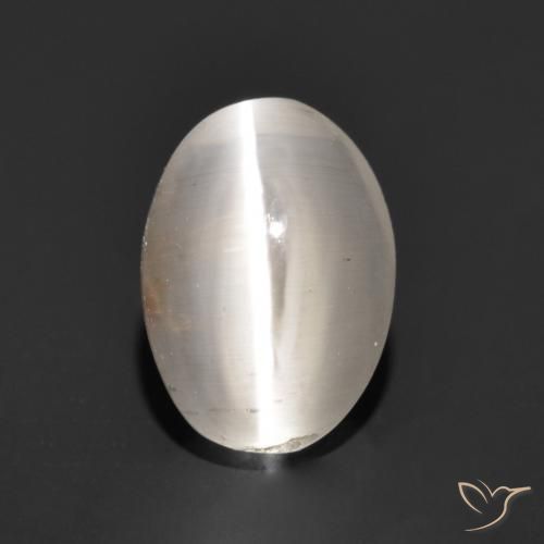 1.24ct 天然 非常に薄い灰色 シリマナイトキャッツアイ, 楕円形, 半透明