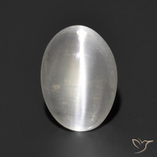 1.17ct 天然 非常に薄い灰色 シリマナイトキャッツアイ, 楕円形, 透明