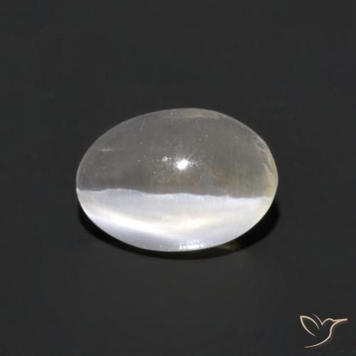 1.02ct 天然 ウォームホワイト シリマナイトキャッツアイ, 楕円形, 透明