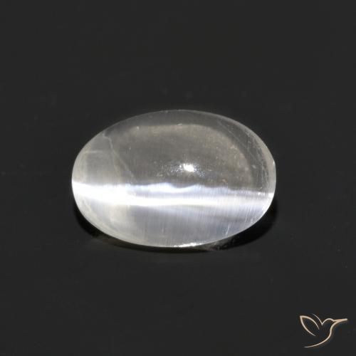 0.76ct 天然 ウォームホワイト シリマナイトキャッツアイ, 楕円形, 透明