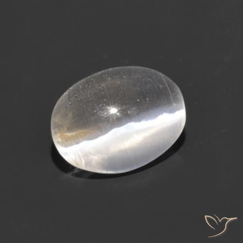 0.78ct 天然 ウォームホワイト シリマナイトキャッツアイ, 楕円形, 透明