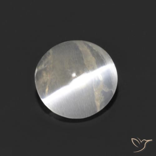 1.01ct 天然 ウォームホワイト シリマナイトキャッツアイ, 楕円形, 透明