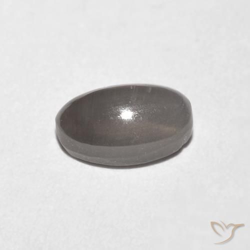 0.99カラットの天然非常に薄い灰色シリマナイトキャッツアイ、楕円形、透明