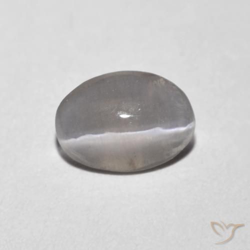 0.73ct 天然 非常に薄い灰色 シリマナイトキャッツアイ, 楕円形, 透明