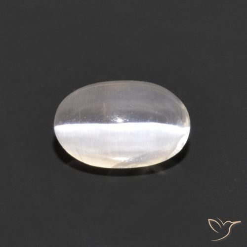 1.00ct 天然 非常に薄い灰色 シリマナイトキャッツアイ, 楕円形, 透明