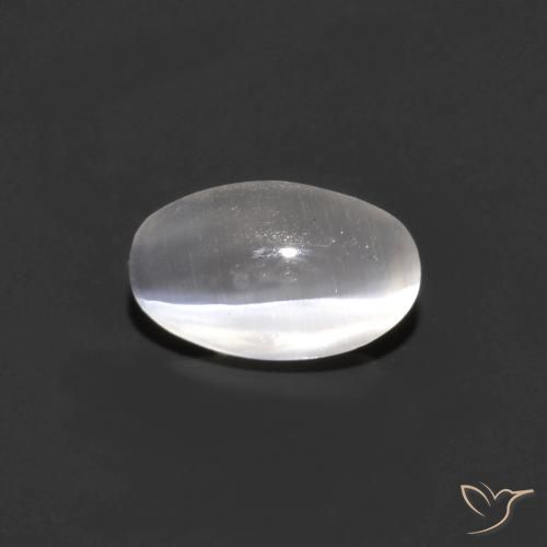 0.81ct 天然 非常に薄い灰色 シリマナイトキャッツアイ, 楕円形, 透明