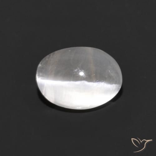1.30ct 天然 非常に薄い灰色 シリマナイトキャッツアイ, 楕円形, 透明