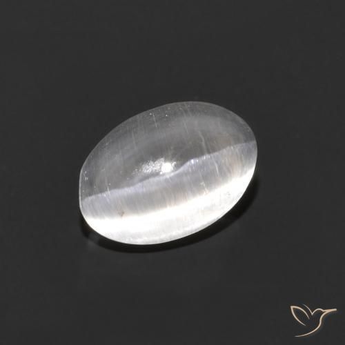 0.84ct 天然 非常に薄い灰色 シリマナイトキャッツアイ, 楕円形, 透明