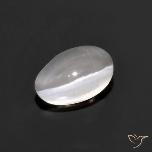 1.14ct 天然 非常に薄い灰色 シリマナイトキャッツアイ, 楕円形, 透明