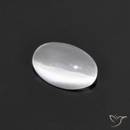 0.77ct 天然 非常に薄い灰色 シリマナイトキャッツアイ, 楕円形, 透明