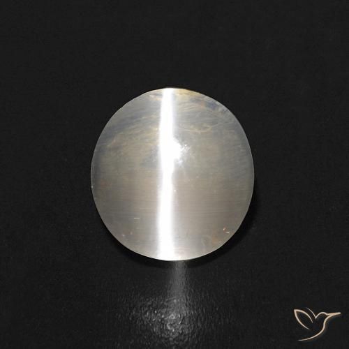 0.99ct 天然 ウォームホワイト シリマナイトキャッツアイ, 楕円形, 透明