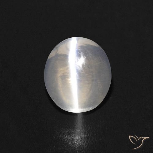 1.08ct 天然 ウォームホワイト シリマナイトキャッツアイ, 楕円形, 透明