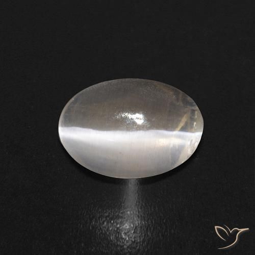 0.68ct 天然 ウォームホワイト シリマナイトキャッツアイ, 楕円形, 透明