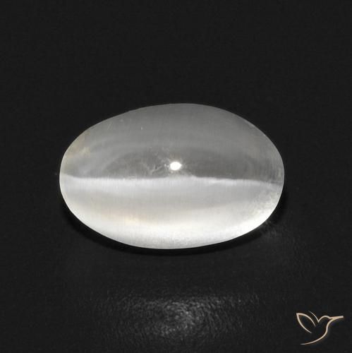 1.12ct 天然 ウォームホワイト シリマナイトキャッツアイ, 楕円形, 透明
