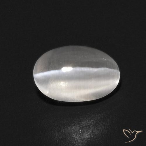 0.86ct 天然 クリアホワイト シリマナイトキャッツアイ, 楕円形, 透明