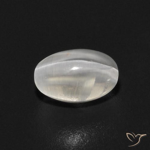 0.89ct 天然 ウォームホワイト シリマナイトキャッツアイ, 楕円形, 透明