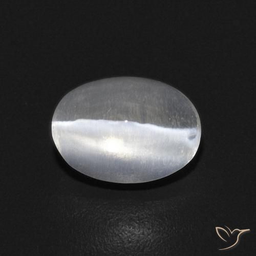 0.91ct 天然 ホワイト シリマナイトキャッツアイ, 楕円形, 透明