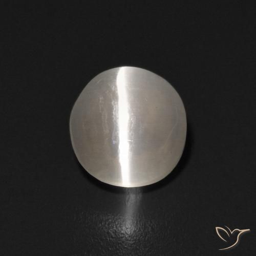 0.90ct 天然 ウォームホワイト シリマナイトキャッツアイ, 楕円形, 透明