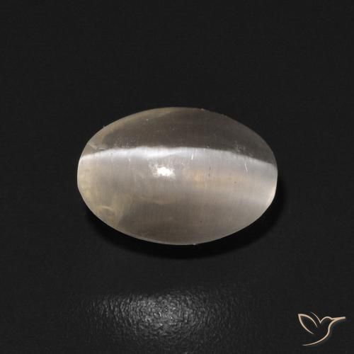 0.81ct 天然 ウォームホワイト シリマナイトキャッツアイ, 楕円形, 透明