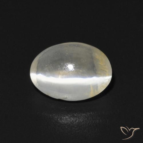 0.76ct 天然 ウォームホワイト シリマナイトキャッツアイ, 楕円形, 透明