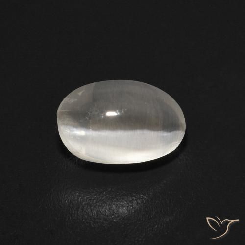 0.74ct 天然 非常に薄い灰色 シリマナイトキャッツアイ, 楕円形, 透明