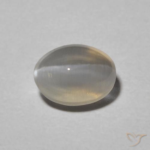 1.00ct 天然 薄いグレー シリマナイトキャッツアイ, 楕円形, 半透明