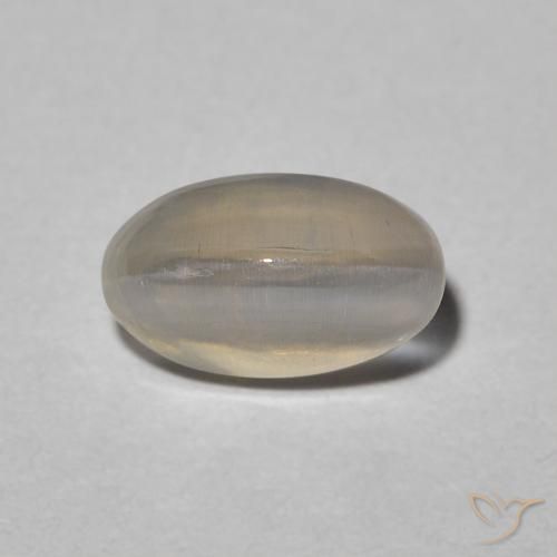 1.31ct 天然 Warm Grey シリマナイトキャッツアイ, 楕円形, 半透明