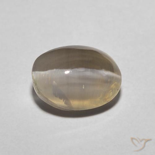 1.32ct 天然 薄いイエローブラウン シリマナイトキャッツアイ, 楕円形, 半透明