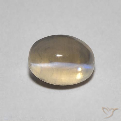 0.95ct 天然 薄いイエローブラウン シリマナイトキャッツアイ, 楕円形, 透明