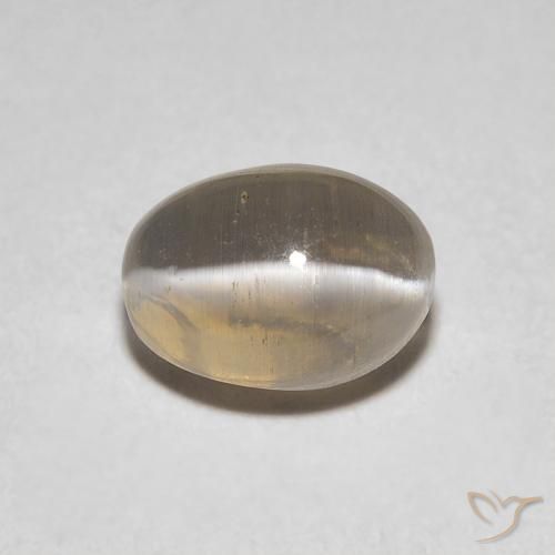 1.29ct 天然 非常に薄い茶色 シリマナイトキャッツアイ, 楕円形, 透明