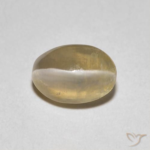 1.08ct 天然 非常に薄い茶色 シリマナイトキャッツアイ, 楕円形, 透明