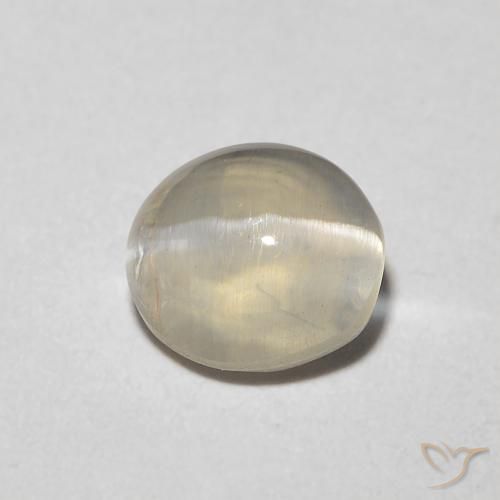 1.08ct 天然 ウォームホワイト シリマナイトキャッツアイ, 楕円形, 透明