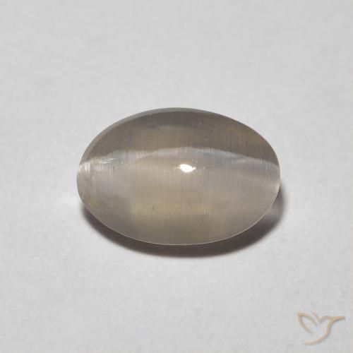 0.98ct 天然 非常に薄い灰色 シリマナイトキャッツアイ, 楕円形, 透明