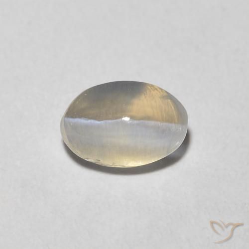 0.81ct 天然 ウォームホワイト シリマナイトキャッツアイ, 楕円形, 透明