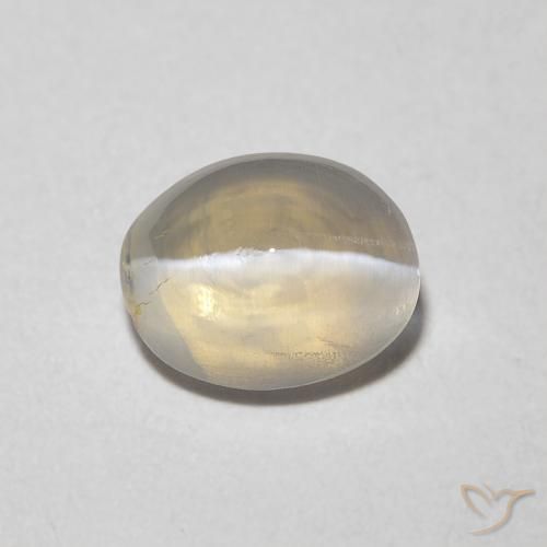1.22ct 天然 ウォームホワイト シリマナイトキャッツアイ, 楕円形, 透明