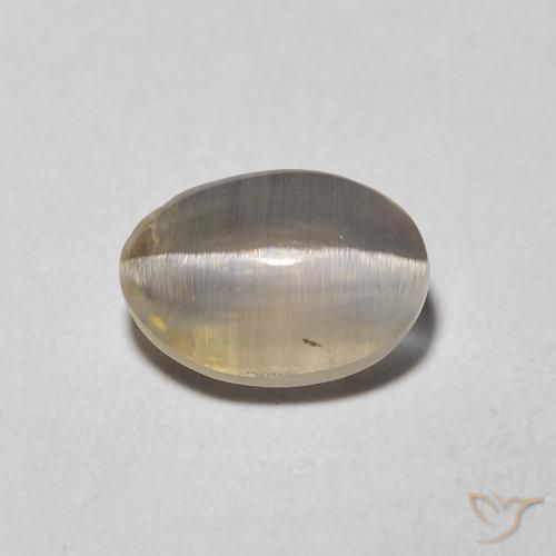 1.48ct 天然 非常に薄い茶色 シリマナイトキャッツアイ, 楕円形, 透明