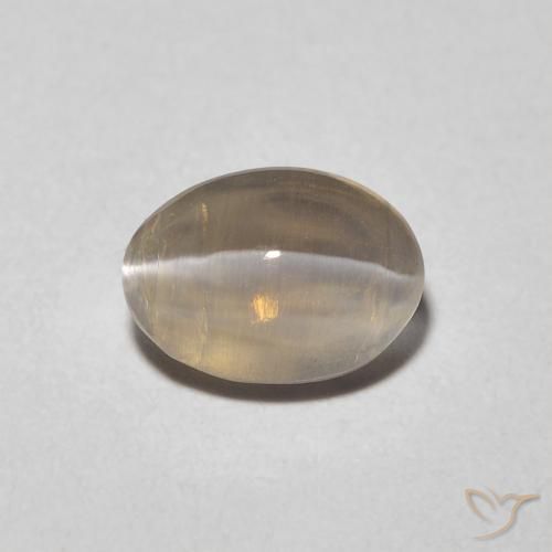 1.23ct 天然 非常に薄い茶色 シリマナイトキャッツアイ, 楕円形, 透明