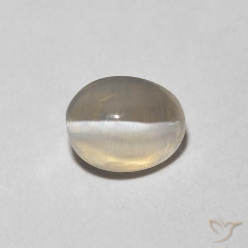 1.16ct 天然 非常に薄い灰色 シリマナイトキャッツアイ, 楕円形, 透明
