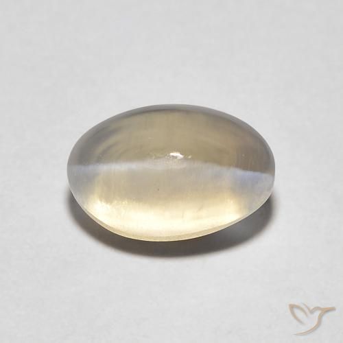 1.44ct 天然 薄いイエローブラウン シリマナイトキャッツアイ, 楕円形, 透明