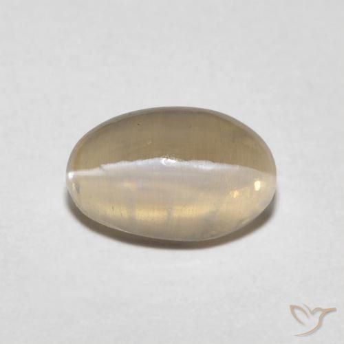0.97ct 天然 非常に薄い茶色 シリマナイトキャッツアイ, 楕円形, 透明