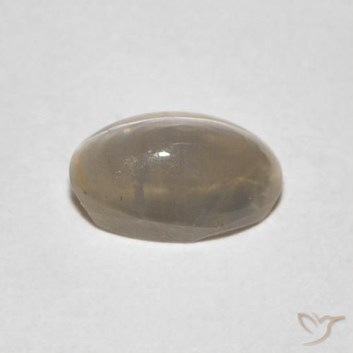 0.97カラットの天然非常に薄い茶色シリマナイトキャッツアイ、楕円形、透明