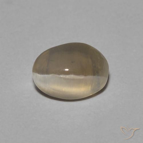 0.81ct 天然 薄いイエローブラウン シリマナイトキャッツアイ, 楕円形, 透明