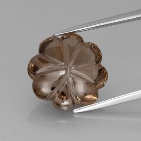 9.71カラットの天然スモーキーブラウンスモーキークォーツ（14.8×14.7 mm・透明）
