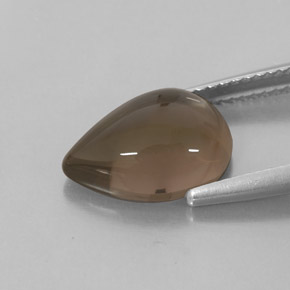 4.14カラットの天然スモーキーブラウンスモーキークォーツ（12.9×9 mm・透明）