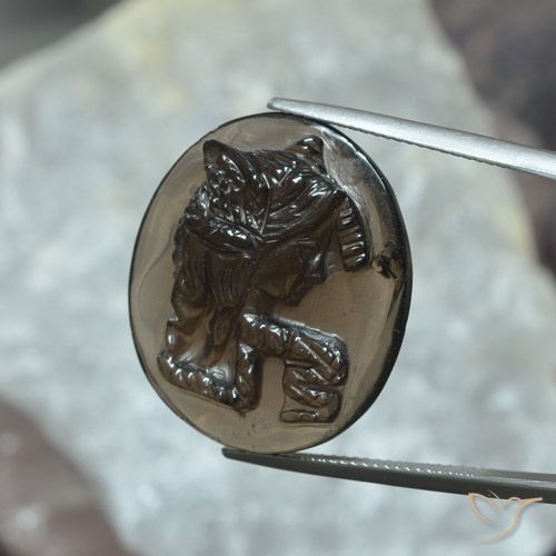 28.30ct 天然 ミディアムブラウン スモーキークォーツ, 楕円形, 半透明