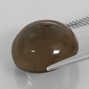 13.93カラットの天然スモーキーブラウンスモーキークォーツ（14.96 mm・透明）