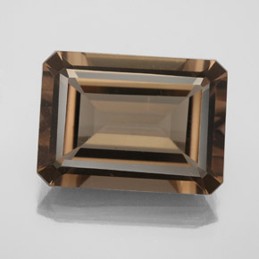 12.75カラットの天然ブラウンスモーキークォーツ（17.9×13.1 mm・エメラルドカット）